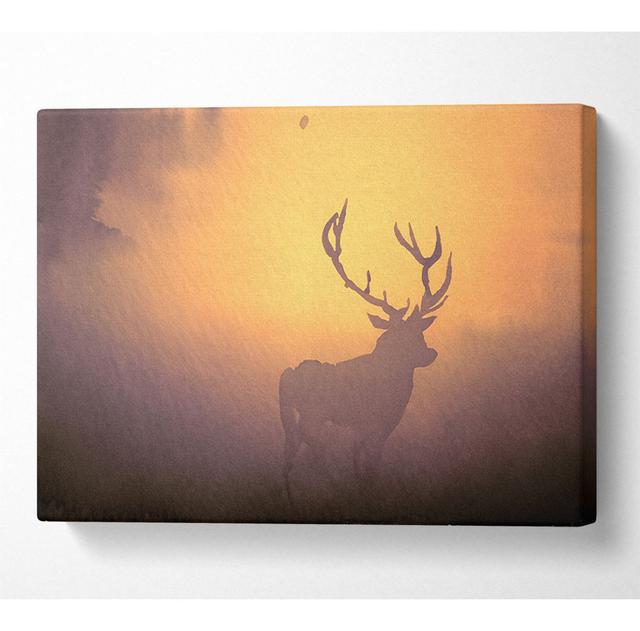 Sunset Stag - Print Alpen Home Size: 81cm H x 121.9cm W x 10cm D on Productcaster.