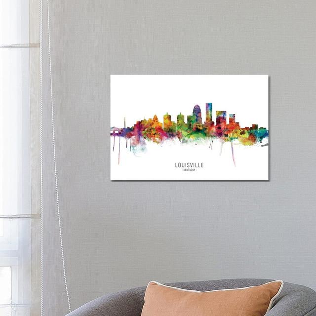 Louisville Kentucky City Skyline by Michael Tompsett - Wrapped Canvas Painting Latitude Run Size: 45.72cm H x 66.04cm W x 1.91cm D on Productcaster.