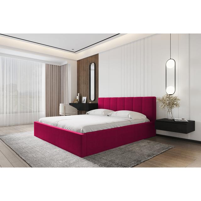 Jacobey Upholstered Ottoman Bed Ebern Designs Size: European Kingsize (160 x 200cm), Colour: Red on Productcaster.