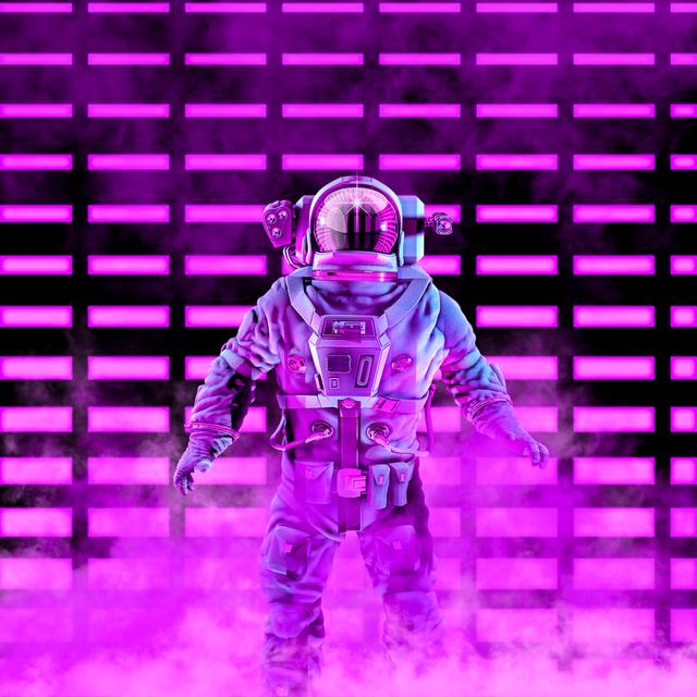 The Neon A Stronaut by Grandeduc - Wrapped Canvas Print Ebern Designs Size: 122cm H x 122cm W x 3.8cm D on Productcaster.