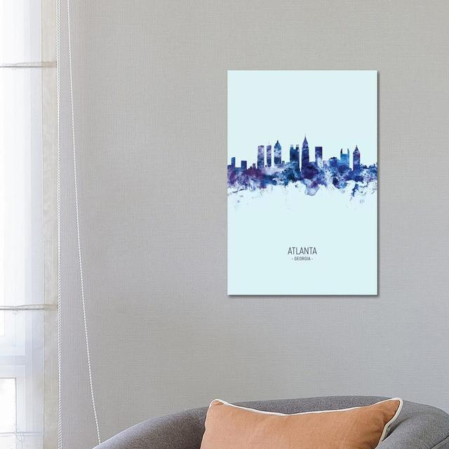 Atlanta Georgia Skyline Portrait Dark Blue by Michael Tompsett - Wrapped Canvas Print Latitude Run Size: 66.04cm H x 45.72cm W x 3.81cm D on Productcaster.