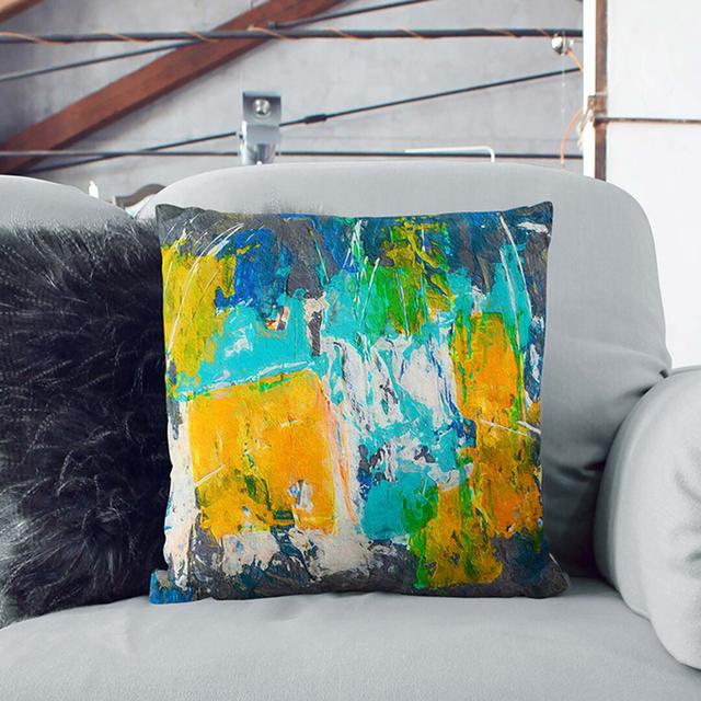 Abstract Art Painting Vol.23 by S.Johnson Cushion with Filling East Urban Home Size: 55 x 55 cm, Backing Colour: White on Productcaster.