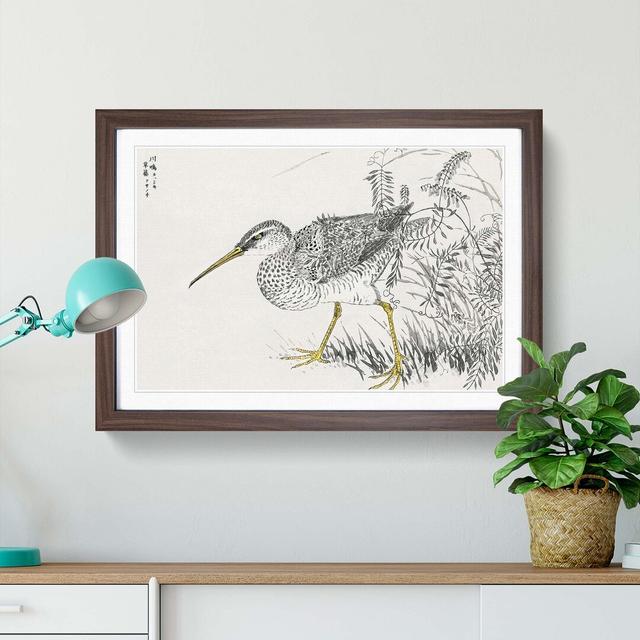 Whimbrel Bird & Wisteria Vine by Numata Kashu - Picture Frame Graphic Art Print East Urban Home Frame Option: Walnut, Size: 50cm H x 76cm W x 2cm D on Productcaster.