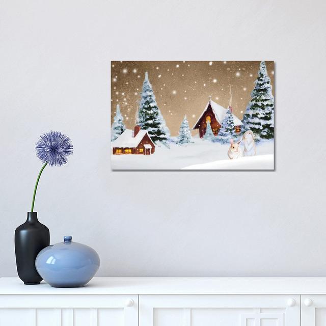 Christmas Village by Janice Gaynor - Wrapped Canvas Painting The Seasonal Aisle Size: 30.48cm H x 45.72cm W x 1.9cm D on Productcaster.