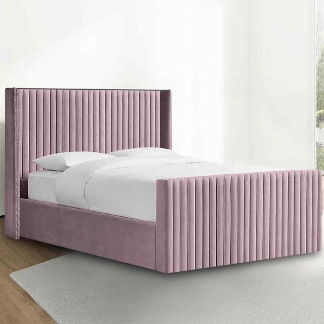 Damiano Bed Single Plush Velvet Pink Envisage Trade Size: Kingsize (5'), Colour: Pink on Productcaster.