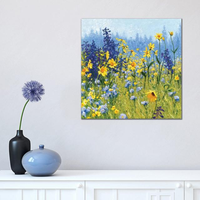 Joyful In July III by Shirley Novak - Print on Canvas Lily Manor Size: 45.72cm H x 45.72cm W x 3.8cm D, Format: Black Floater Frame on Productcaster.