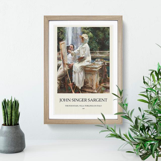 The Fountain, Villa Torlonia by John Singer Sargent - Picture Frame Painting East Urban Home Frame Option: Oak Framed, Size: 48cm H x 36cm W x 2cm D on Productcaster.