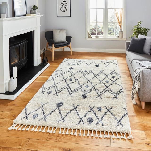 Nehru Machine Woven Ivory/Grey Rug Bloomsbury Market Rug Size: Rectangle 80 x 150cm on Productcaster.