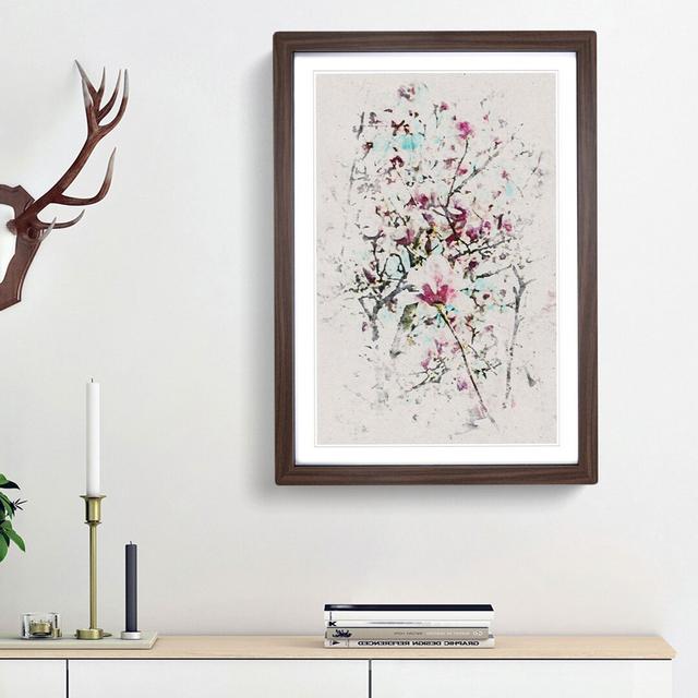 Pink Magnolia Blossom Tree - Picture Frame Painting Print East Urban Home Size: 63cm H x 45cm W x 2cm D, Frame Option: Walnut Framed on Productcaster.