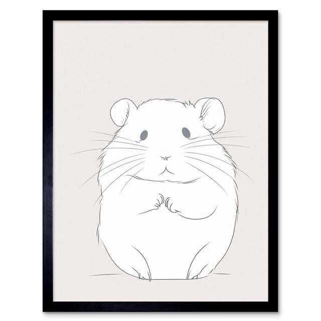 Cute Hamster Portrait Simple Illustration Artwork Framed Wall Art Print 9X7 Inch Marlow Home Co. on Productcaster.