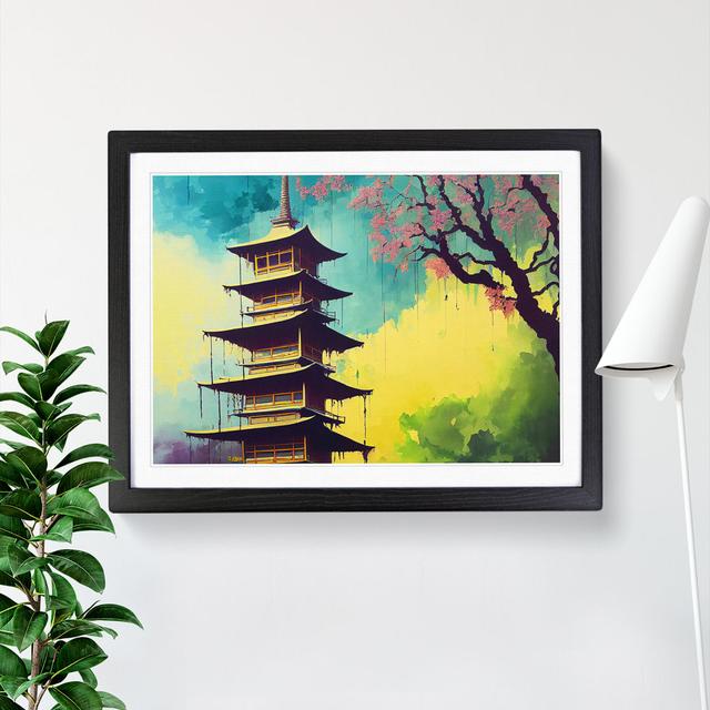 Dripping Pagoda - Single Picture Frame Print Latitude Vive Size: 46cm H x 64cm W x 2cm D, Frame Colour: Black on Productcaster.