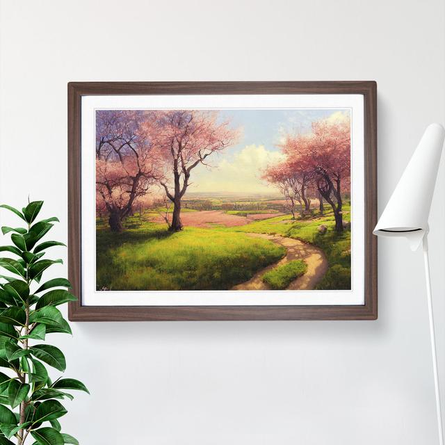 Stunning Spring Forest - Single Picture Frame Print Marlow Home Co. Size: 46cm H x 64cm W x 2cm D, Frame Colour: Walnut Framed on Productcaster.