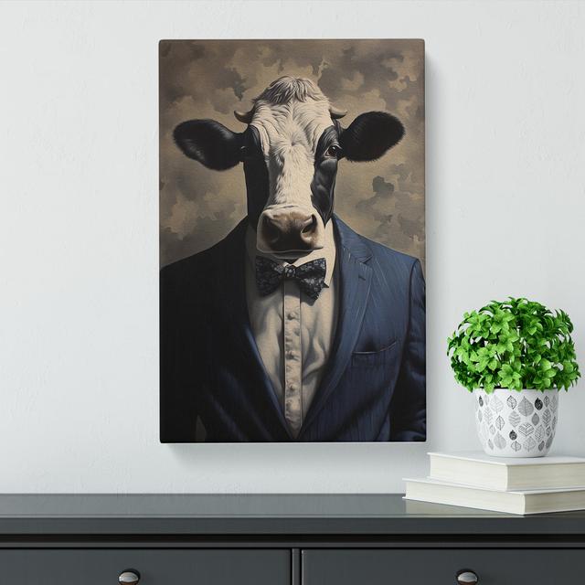 Cow in a Suit Painting No.4 Happy Larry Size: 76cm H x 50cm W x 3cm D on Productcaster.