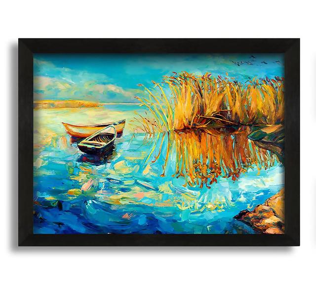 Twin Sailboat Reflections Framed Print Longshore Tides Format: Black Framed Canvas, Size: 60cm H x 84cm W x 10cm D on Productcaster.