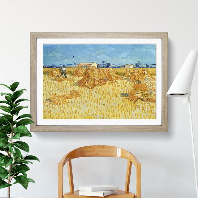 Harvest in Provence by Vincent Van Gogh - Picture Frame Painting East Urban Home Frame Option: Oak Framed, Size: 36cm H x 48cm W x 2cm D on Productcaster.