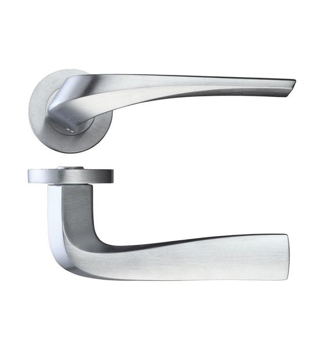 Aries Latch Door Handle Kit (Set of 2) Rosso Maniglie Finish: Satin Chrome on Productcaster.