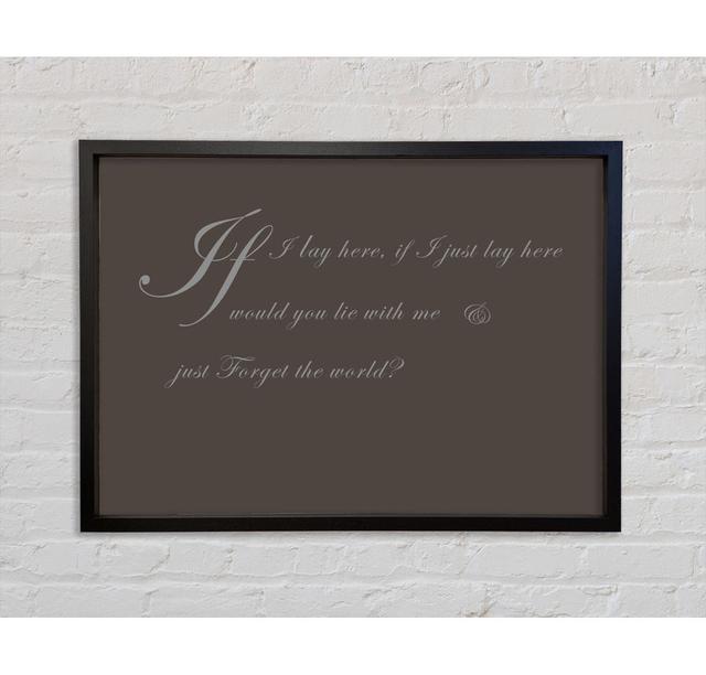 Music Quote If I Lay Here If I Just Snow Patrol 2 Framed Print Bright Star Size: 100cm H x 141.4cm W x 3.3cm D, Colour: Chocolate on Productcaster.