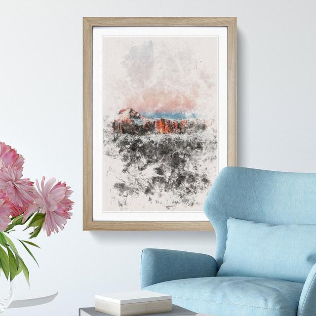 Pink Capped Mountains in Italy - Picture Frame Painting Print East Urban Home Frame Option: Oak Framed, Size: 63cm H x 45cm W x 2cm D on Productcaster.