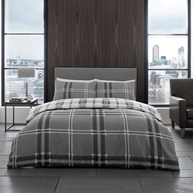 Hopedale Cotton Blend Geometric Shapes Duvet Cover with Pillowcases Alpen Home Size: Double Duvet Cover + 2 Standard Pillowcases, Colour: Grey on Productcaster.