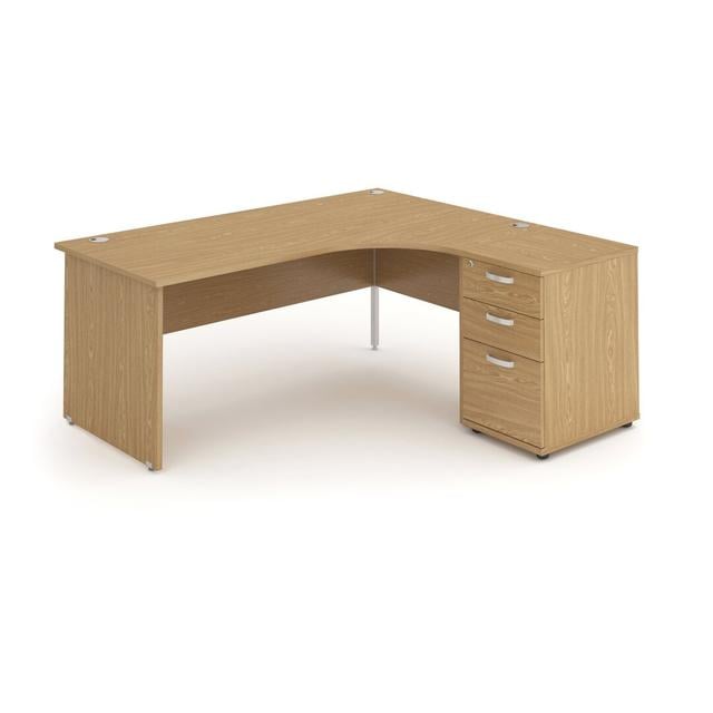 L-Shape Desk Brayden Studio Orientation: Right, Size: 73cmH x 180cm W x 163cmD, Colour: Oak on Productcaster.