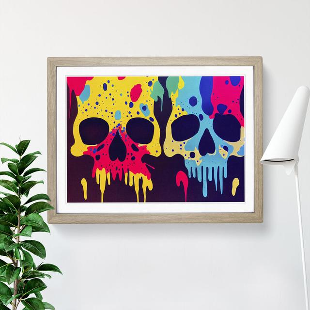 Skull Painting Abstract Happy Larry Frame Colour: Oak Framed, Size: 46cm H x 64cm W x 2cm D on Productcaster.