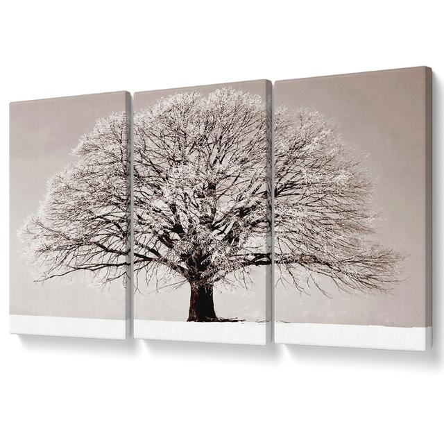 Lonely Winter Tree - 3 Piece Wrapped Canvas Graphic Art Ebern Designs Size: 142.2cm H x 304.8cm W on Productcaster.