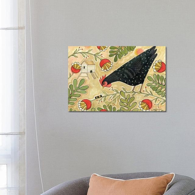 Hello Black Hen by Teresa Kogut - Wrapped Canvas Print August Grove Size: 45.72cm H x 66.04cm W x 1.91cm D on Productcaster.