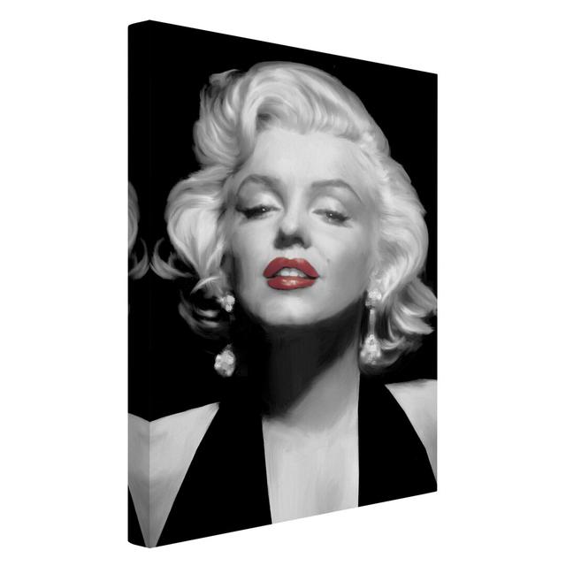 Leinwandbild Marilyn mit roten Lippen Canora Grey Größe: 60 cm H x 40 cm B on Productcaster.