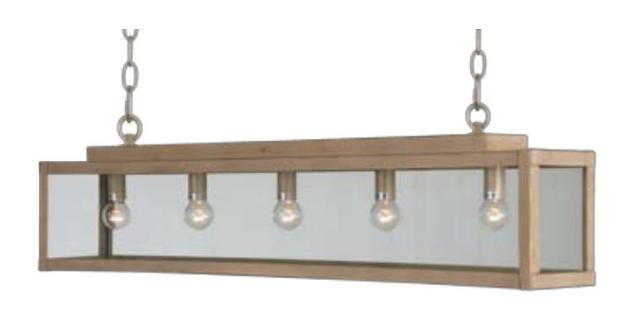 Taplin 5-Light Kitchen Island Pendant Brayden Studio Finish: Beige & Gold Metal and Clear Glass on Productcaster.