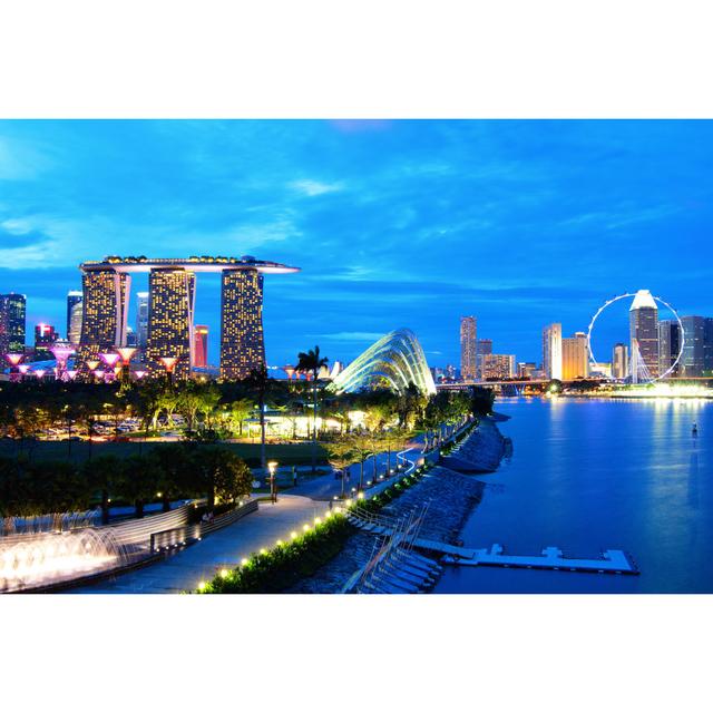 Singapore City at Night by Leungchopan - Wrapped Canvas Photograph 17 Stories Size: 51cm H x 76cm W on Productcaster.