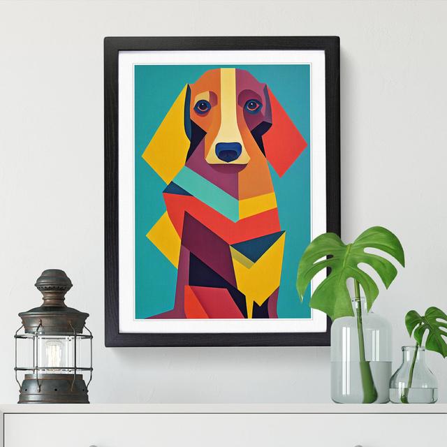 Ankeus Dachshund Cubism - Picture Frame Print ClassicLiving Size: 34cm H x 25cm W x 2cm D, Frame Option: Black on Productcaster.