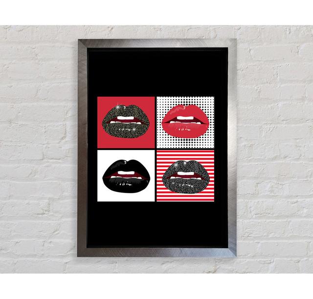 Sparkle Lips 1 Framed Print Mercer41 Size: 84.1cm H x 59.7cm W x 3.4cm D, Format: Silver Framed Paper on Productcaster.