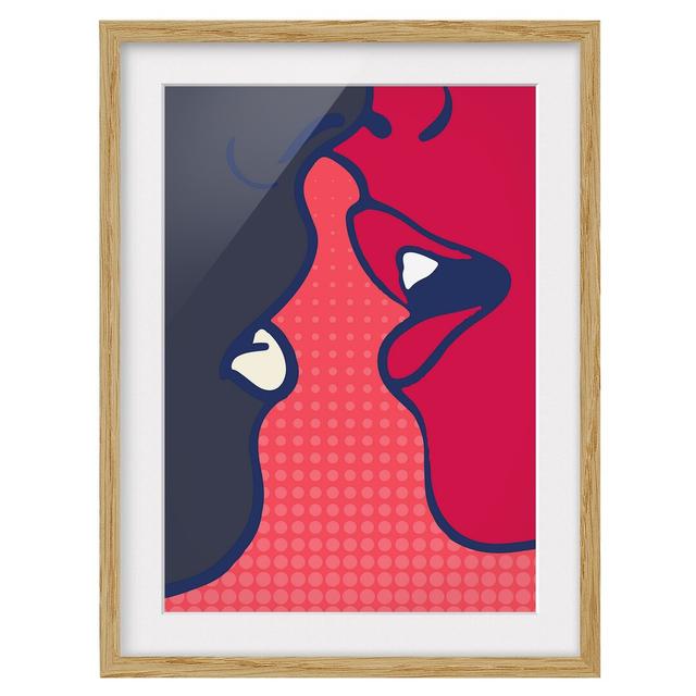 Pop Art Kiss - Picture Frame Graphic Art Corrigan Studio Size: 100cm H x 70cm W x 2cm D, Frame Option: Brown Framed on Productcaster.