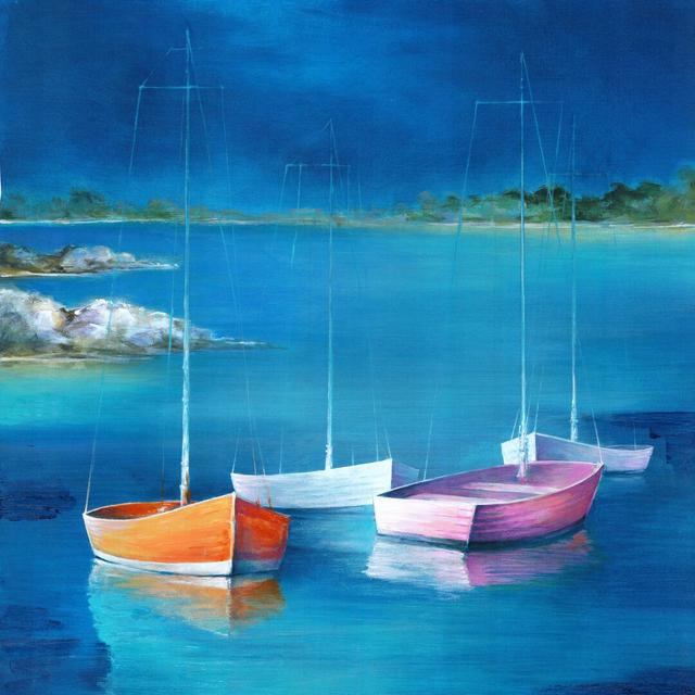 Coastal Sailboats - Wrapped Canvas Print Longshore Tides Size: 51cm H x 51cm W on Productcaster.