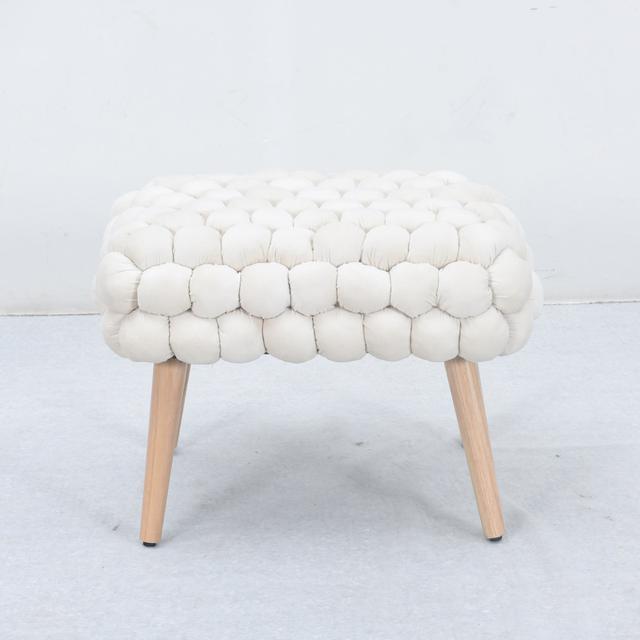 Aciel Bubbly Velvet Small Footstool Fairmont Park Upholstery Colour: Cream on Productcaster.