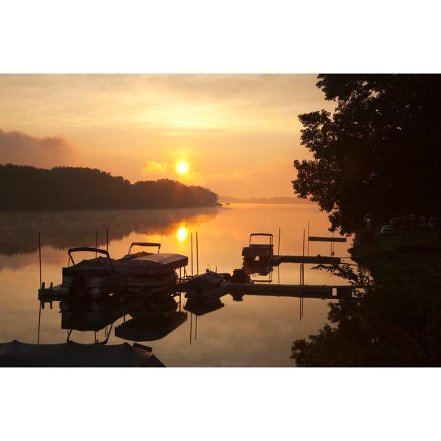 Docks and Boats on Wisconsin Lake at Sunrise by Willard - Wrapped Canvas Photograph 17 Stories Size: 30cm H x 46cm W on Productcaster.