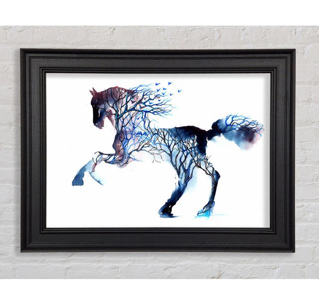 Horse Branches Framed Print Gracie Oaks Size: 100cm H x 141.4cm W on Productcaster.