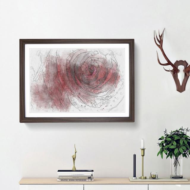 Dewdrops upon a Red Rose in Abstract - Picture Frame Graphic Art Print East Urban Home Frame Option: Walnut Framed, Size: 62cm H x 87cm W x 2cm D on Productcaster.