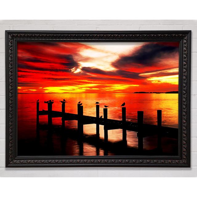 Pier Fire Sky - Single Picture Frame Art Prints Bright Star Size: 42.1cm H x 59.7cm W x 3cm D on Productcaster.