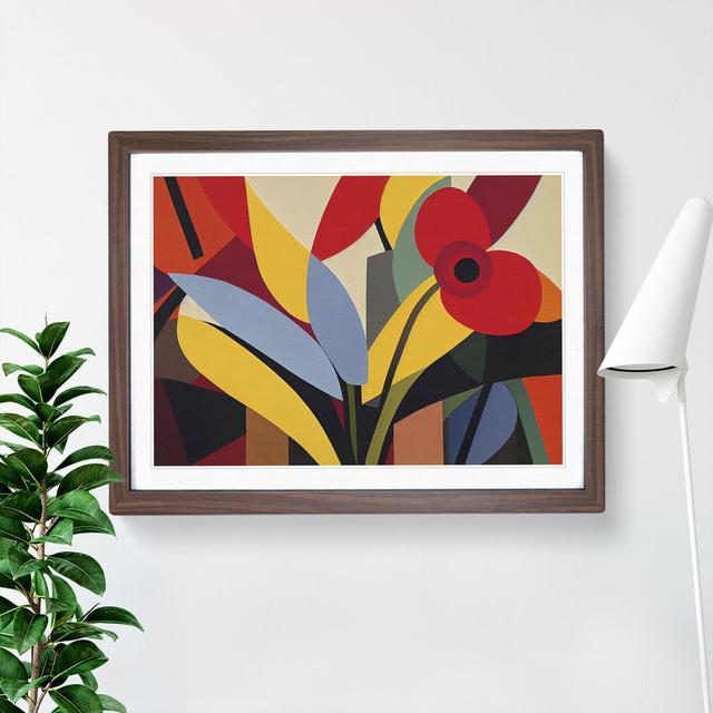 Wild Abstract Flowers - Picture Frame Graphic Art Marlow Home Co. Size: 34cm H x 46cm W x 2cm D, Format: Walnut Framed on Productcaster.