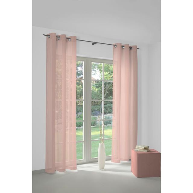 Sunday 82% Polyester And 18% Cotton Semi Sheer Grommet / Eyelet Curtain Panel Wirth Panel Size: 142cm Width x 405cm Drop, Curtain Colour: Pink on Productcaster.