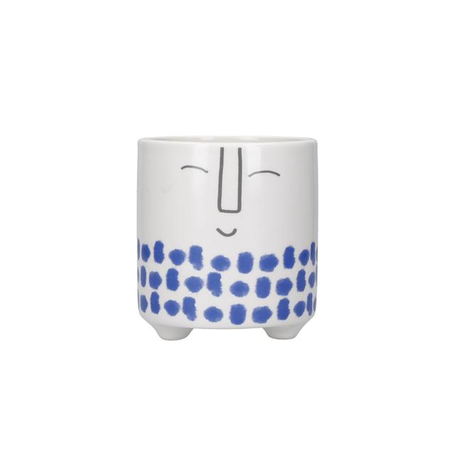 KitchenCraft Happy Face Planter, Dolomite, White / Blue KitchenCraft on Productcaster.