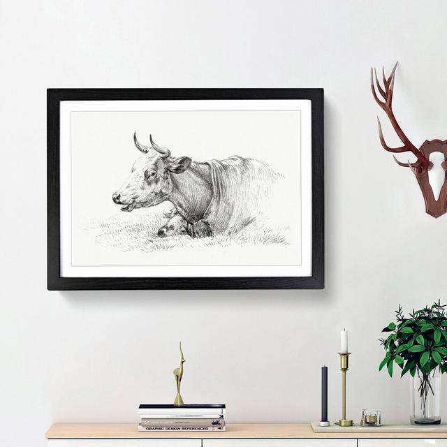 A Resting Cow by Jean Bernard - Single Picture Frame Print East Urban Home Frame Option: Black Framed, Size: 45cm H x 63cm W x 2cm D on Productcaster.