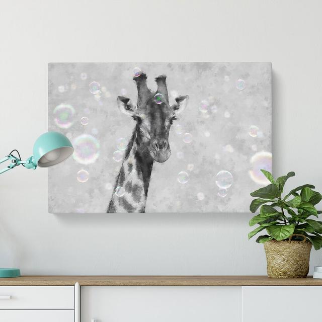 Giraffe Through The Bubbles Painting - Print East Urban Home Size: 35cm H x 50cm W x 3cm D on Productcaster.