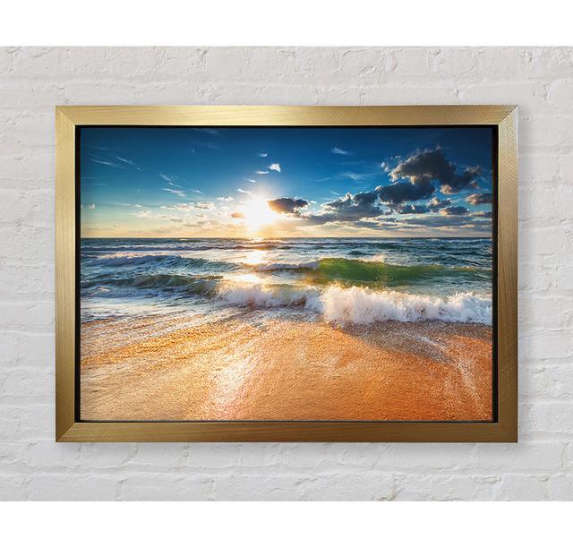 Crashing Blue Waves On The Shore - Single Picture Frame Print Bright Star Size: 42cm H x 59.7cm W x 3.4cm D on Productcaster.