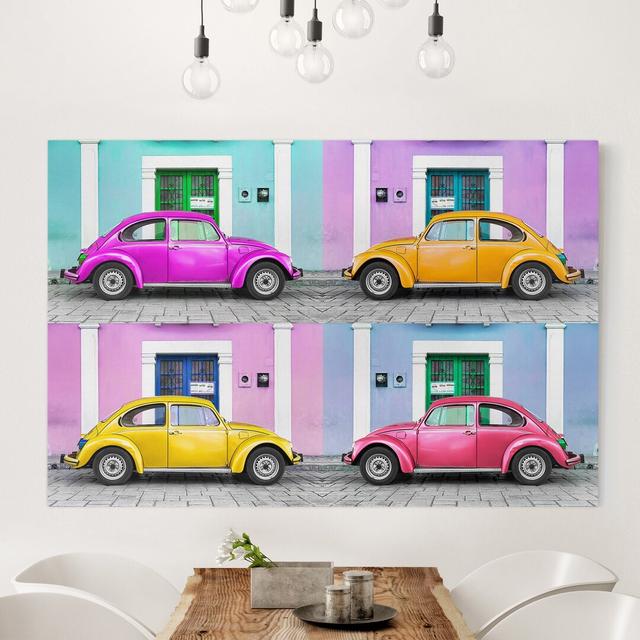 Colored Beetles - Wrapped Canvas Rectangle Graphic Art on Canvas Ebern Designs Size: 40cm H x 60cm W on Productcaster.