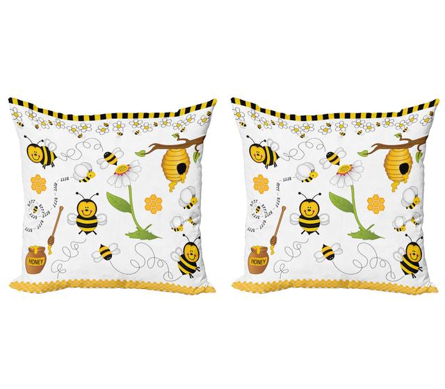 Kissen Kissenbezug, Bienen Gänseblümchen Kamille, Gelb Weiß und Schwarz (Set of 2) East Urban Home Größe: 40 cm H x 40 cm B on Productcaster.