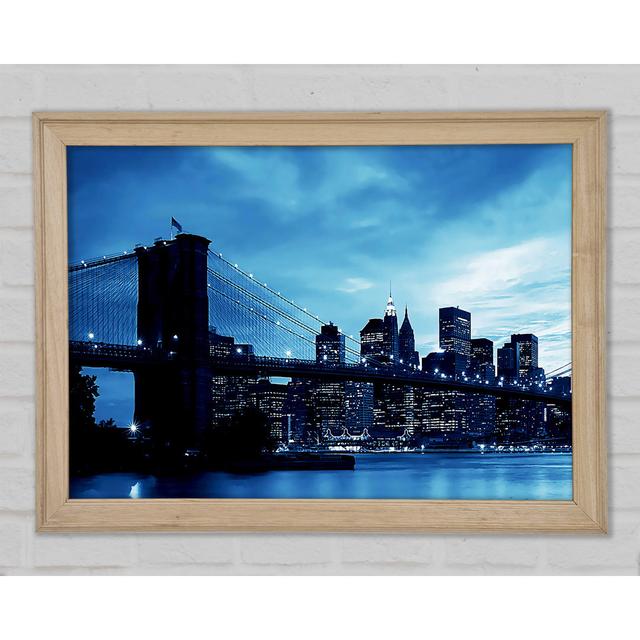 New York City Brooklyn Bridge Blue - Single Picture Frame Art Prints Brayden Studio Size: 21cm H x 29.7cm W x 1.5cm D on Productcaster.