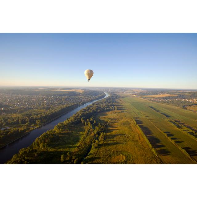 Balloon Fly Over River by Wisky - Wrapped Canvas Print 17 Stories Size: 30cm H x 46cm W on Productcaster.