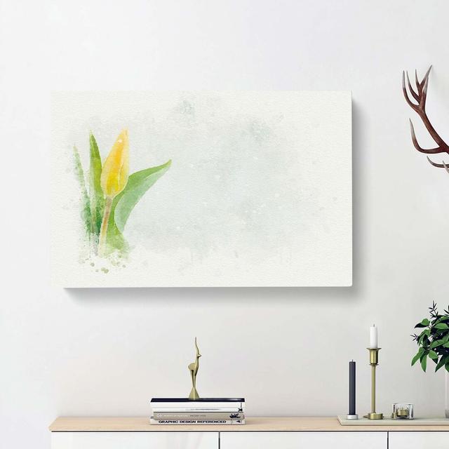 Yellow Tulip in Abstract - Wrapped Canvas Painting Print East Urban Home Size: 35cm H x 50cm W x 3cm D on Productcaster.